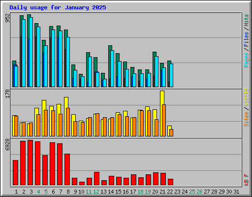 Daily usage for January 2025