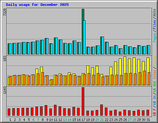 Daily usage for December 2025